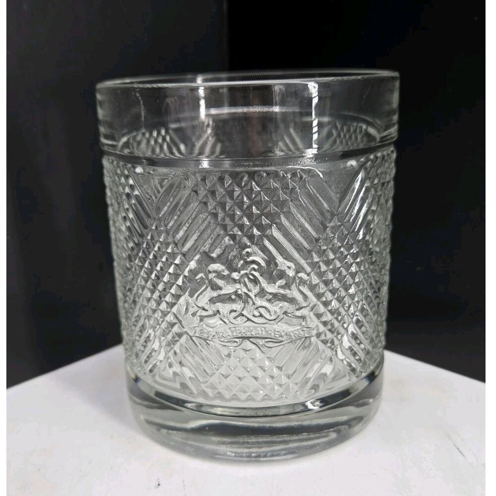 Ralph Lauren Lion Crest Double Old Fashioned Safari Argyle Crystal Whiskey Glass